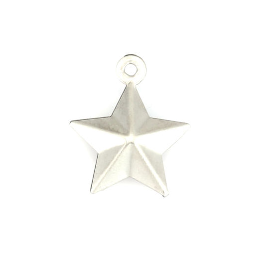 Picture of 304 Stainless Steel Charms Pentagram Star Silver Tone 15mm x 12mm, 20 PCs