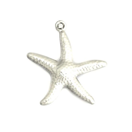 Picture of 304 Stainless Steel Ocean Jewelry Charms Star Fish Silver Tone 22mm x 21mm, 20 PCs