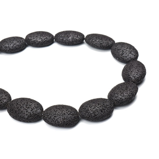 Picture of (Grade A) Lava Rock ( Natural ) Beads Oval Army Green About 27mm x 20mm - 26mm x 19mm Dia., Hole: Approx 2mm, 40cm(15 6/8") long, 1 Strand (Approx 15 PCs/Strand)
