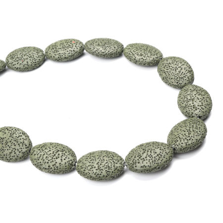(Grade A) Lava Rock ( Natural ) Beads Oval Black About 27mm x 20mm - 26mm x 19mm Dia., Hole: Approx 2mm, 40cm(15 6/8") long, 1 Strand (Approx 15 PCs/Strand)