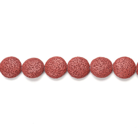 Picture of (Grade A) Lava Rock ( Natural ) Beads Flat Round Red Brown About 22mm - 21mm Dia., Hole: Approx 2mm, 41cm(16 1/8") long, 1 Strand (Approx 19 PCs/Strand)