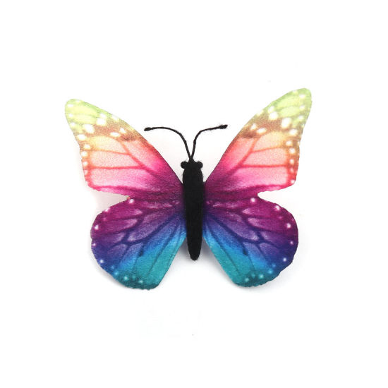 Image de Broche Epingle en Textile Papillon Éthéré Multicolore 5.5cm x 4.2cm, 1 Pièce