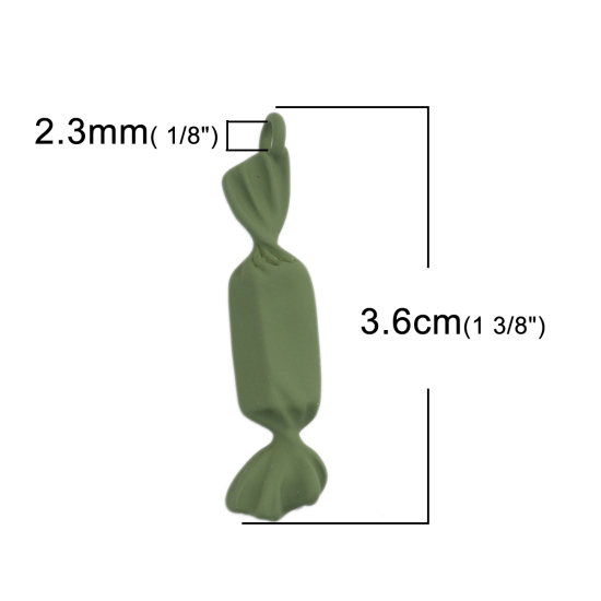 Zinc Based Alloy Pendants Candy Army Green 3.6cm x 0.9cm, 10 PCs の画像