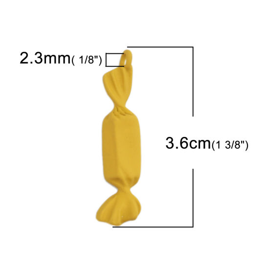 Bild von Zinklegierung Anhänger Süßigkeit Gelb 3.6cm x 0.9cm, 10 Stück