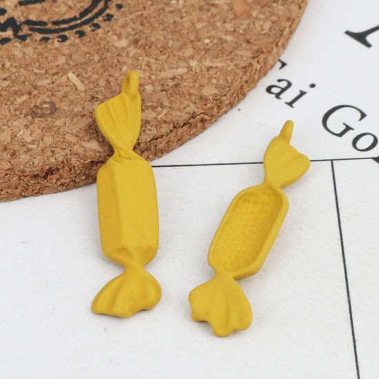 亜鉛合金 ペンダント キャンディ 黄色 3.6cm x 0.9cm、 10 個 の画像