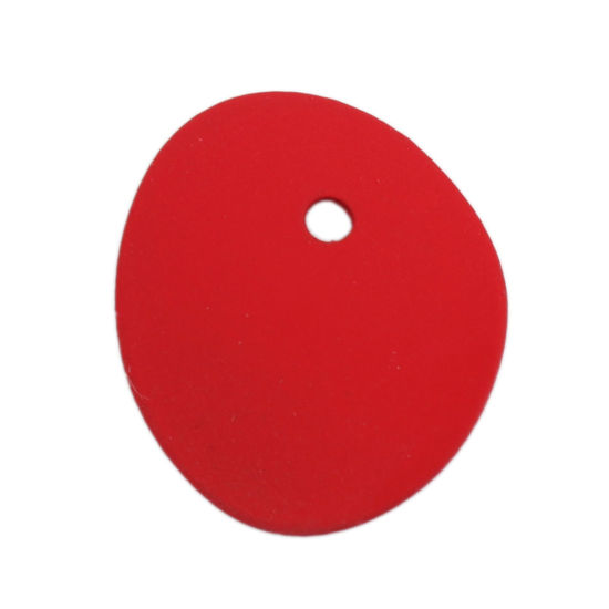 亜鉛合金 チャーム 楕円形 赤 22mm x 19mm、 10 個 の画像