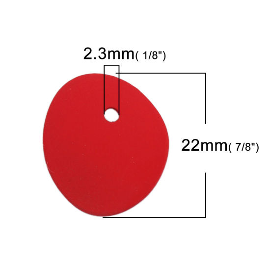Изображение Цинковый Сплав Подвески Овальные Красный 22мм x 19мм, 10 ШТ