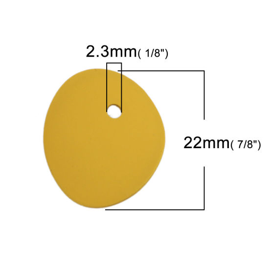 亜鉛合金 チャーム 楕円形 黄色 22mm x 19mm、 10 個 の画像