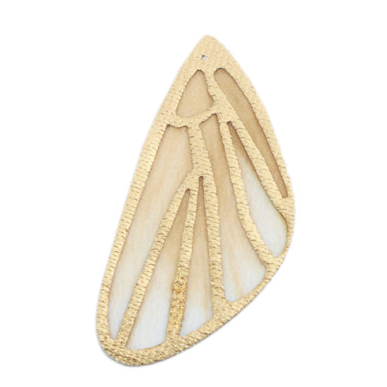 Picture of Fabric Pendants Butterfly Wing Pale Yellow 6cm x 3cm, 5 PCs