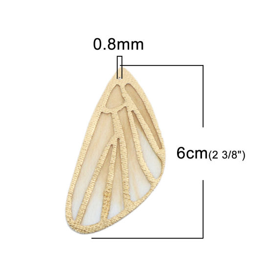 Picture of Fabric Pendants Butterfly Wing Pale Yellow 6cm x 3cm, 5 PCs