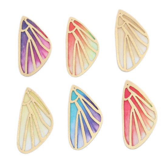 Picture of Fabric Pendants Butterfly Wing Pale Yellow 6cm x 3cm, 5 PCs