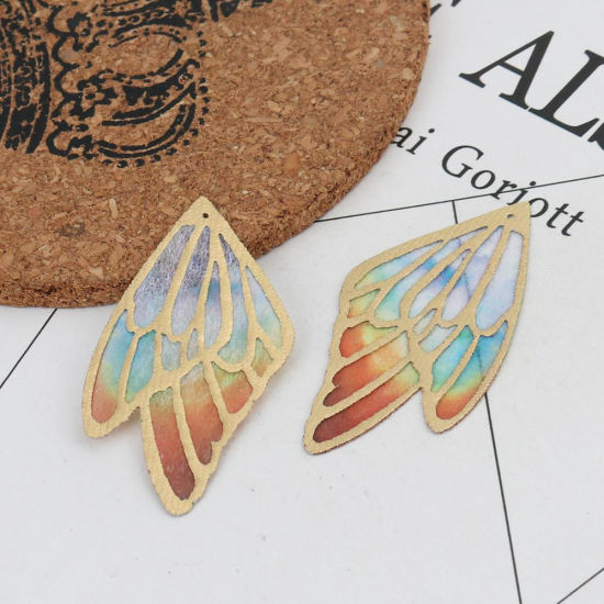 Picture of Fabric Pendants Butterfly Wing Multicolor 4cm x 2.3cm, 5 PCs