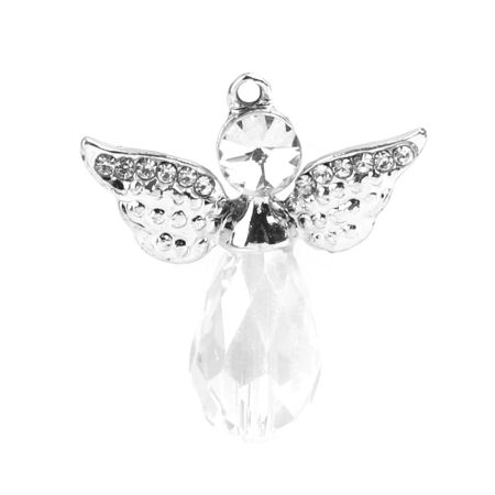 Picture of Zinc Based Alloy Glass Religious Charms Angel Faceted Clear Rhinestone