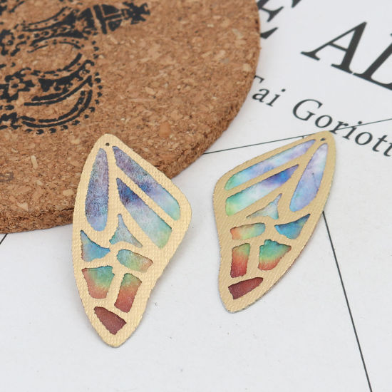 Picture of Fabric Pendants Butterfly Wing Multicolor 3.9cm x 1.8cm, 5 PCs