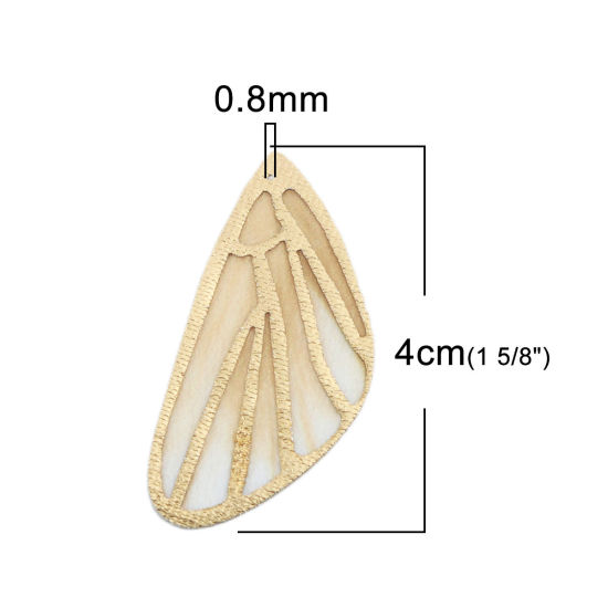 Picture of Fabric Pendants Butterfly Wing Pale Yellow 4cm x 2cm, 5 PCs