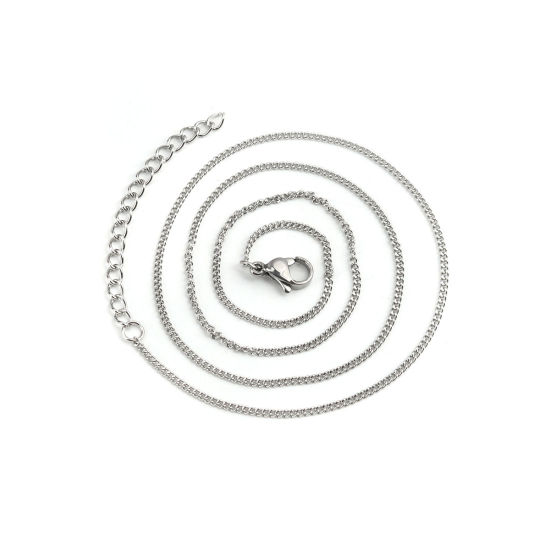 Picture of 304 Stainless Steel Link Curb Chain Necklace Silver Tone 50.5cm(19 7/8") long, 1 Piece