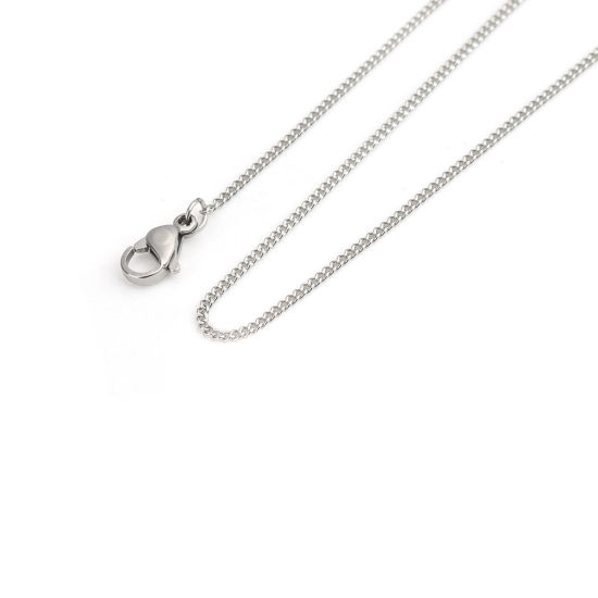 Picture of 304 Stainless Steel Link Curb Chain Necklace Silver Tone 50.5cm(19 7/8") long, 1 Piece