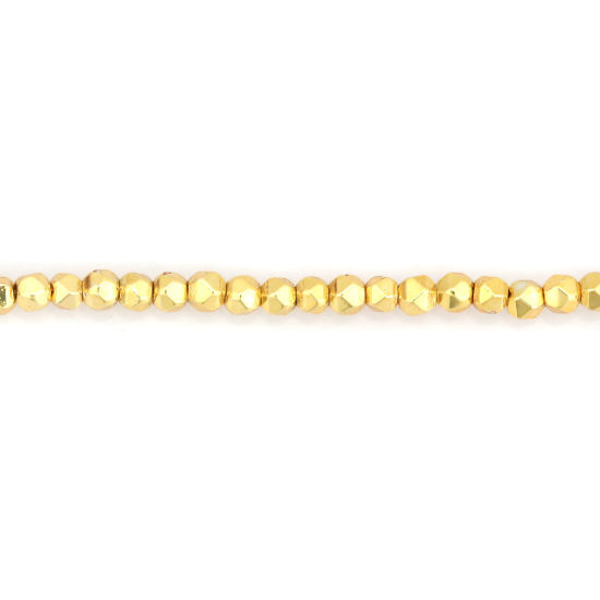 Изображение (Сорт B) Гематит ( Природный ) Бусины Золотой Примерно 2мм x 2мм, Размер Поры 1мм, 40см длина, 1 Нитка (Примерно 202 шт/нитка)
