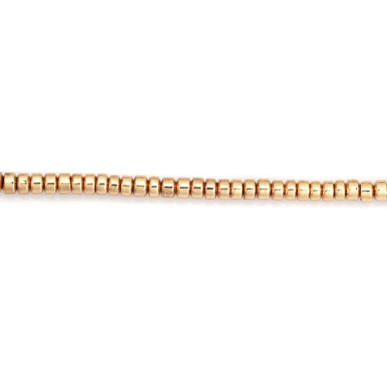 Bild von (Klasse B) Hämatit ( Natur ) Perlen Rund Sektfarben ca. 3mm D., Loch:ca. 1mm, 40.5cm lang, 1 Strang (ca. 198 Stück/Strang)