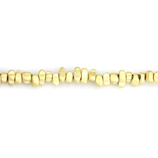 Picture of (Grade B) Hematite ( Natural ) Beads Irregular Light Gold Matte About 9mm x 6mm - 6mm x 5mm, Hole: Approx 1mm, 38cm(15") long, 1 Strand (Approx 105 PCs/Strand)