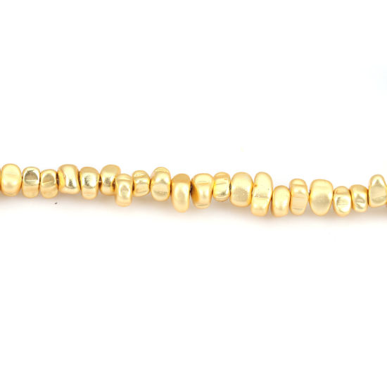 Picture of (Grade B) Hematite ( Natural ) Beads Irregular Golden Matte About 9mm x 6mm - 6mm x 5mm, Hole: Approx 1mm, 38cm(15") long, 1 Strand (Approx 105 PCs/Strand)