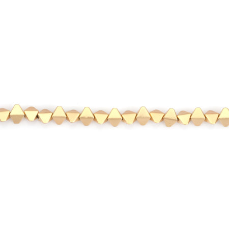 (Grade B) Hematite ( Natural ) Beads Rhombus Champagne Matte About 6mm x 5mm, Hole: Approx 1mm, 40.5cm(16") long, 1 Strand (Approx 95 PCs/Strand)