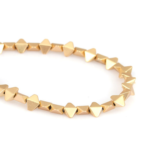 Immagine di (Grado B) Ematite  ( Naturale ) Perline Rombo Champagne Matte Come 6mm x 5mm, Foro:circa 1mm, 40.5cm L unghezza, 1 Filo (Corca 95 Pz/ Sfilza)