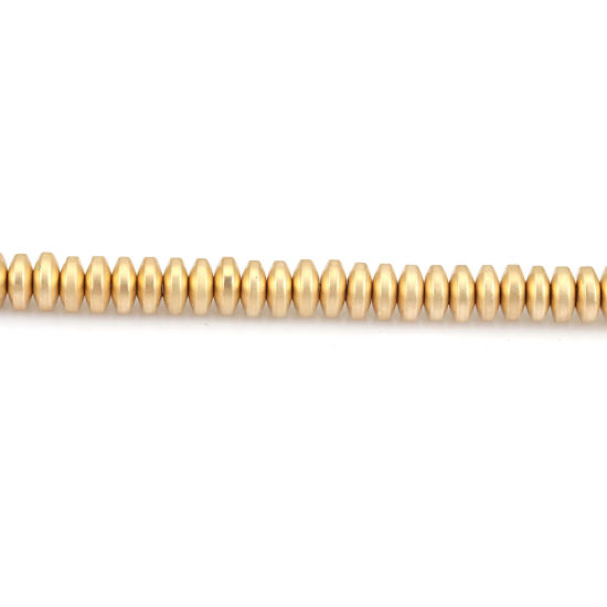 Bild von (Klasse B) Hämatit ( Natur ) Perlen Rund Sektfarben Matt ca. 6mm D., Loch:ca. 1mm, 40cm lang, 1 Strang (ca. 143 Stück/Strang)