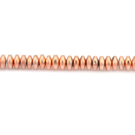Picture of (Grade B) Hematite ( Natural ) Beads Round Rose Gold Matte About 6mm Dia, Hole: Approx 1mm, 40cm(15 6/8") long, 1 Strand (Approx 143 PCs/Strand)