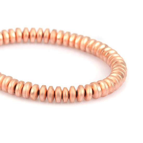 Picture of (Grade B) Hematite ( Natural ) Beads Round Rose Gold Matte About 6mm Dia, Hole: Approx 1mm, 40cm(15 6/8") long, 1 Strand (Approx 143 PCs/Strand)