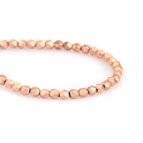 Picture of (Grade B) Hematite ( Natural ) Beads Rose Gold Matte About 3mm x 3mm, Hole: Approx 1mm, 40cm(15 6/8") long, 1 Strand (Approx 130 PCs/Strand)