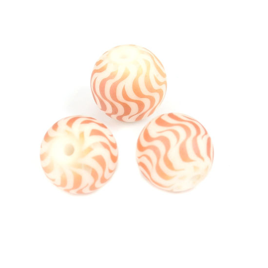 Bild von Glas Perlen Rund Orange Welle ca. 10mm D., Loch: ca. 1.4mm, 20 Stück