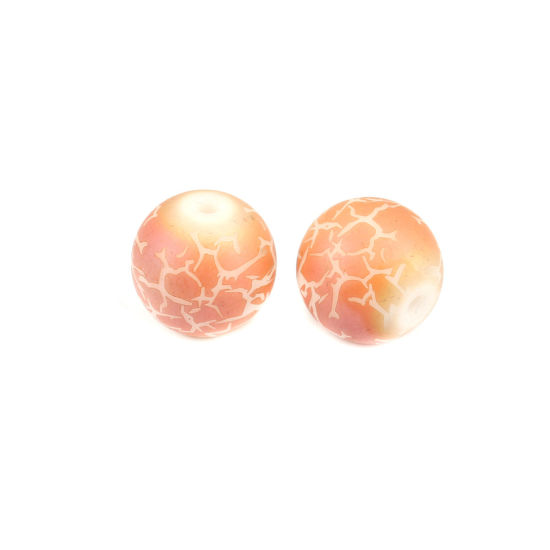 Picture of Glass Beads Round Orange Crack About 10mm Dia, Hole: Approx 1.4mm, 20 PCs