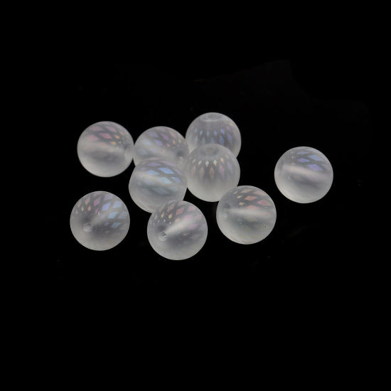 Picture of Glass Beads Round Translucent AB Rainbow Color Rhombus About 10mm Dia, Hole: Approx 1.4mm, 20 PCs