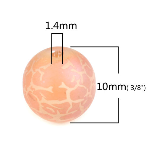 Picture of Glass Beads Round Orange Crack AB Color About 10mm Dia, Hole: Approx 1.4mm, 20 PCs