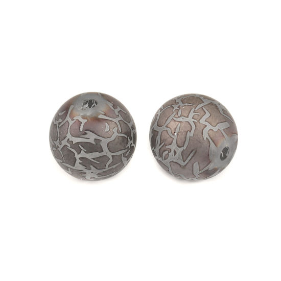 Picture of Glass Beads Round Dark Gray Crack About 10mm Dia, Hole: Approx 1.4mm, 20 PCs