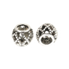 Picture of Zinc Based Alloy European Style European Style Beads Round Antique Silver Color Rhombus Hollow About 12mm Dia, Hole: Approx 5.8mm, 10 PCs