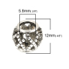 Picture of Zinc Based Alloy European Style European Style Beads Round Antique Silver Color Rhombus Hollow About 12mm Dia, Hole: Approx 5.8mm, 10 PCs