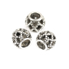 Picture of Zinc Based Alloy European Style European Style Beads Round Antique Silver Color Rhombus Hollow About 12mm Dia, Hole: Approx 5.8mm, 10 PCs