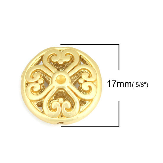 Imagen de Zamak Cuentas Ronda Oro Mate Filigrana Aprox 17mm Dia, Agujero: Aprox 1.5mm, 5 Unidades