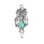 Immagine di Lega di Zinco Connettore Accessori Gufo Argento Antico Blu Trasparente Strass 3.4cm x 1.4cm, 4 Pz