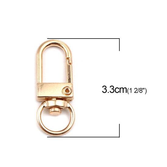 Picture of Zinc Based Alloy Keychain & Keyring Gold Plated Oval 3.3cm x 1.2cm, 10 PCs