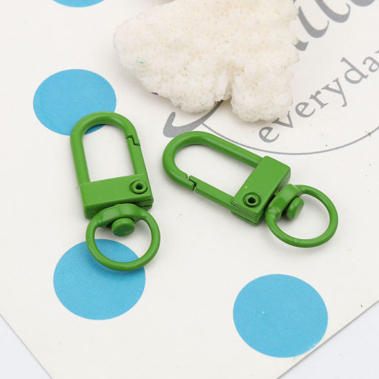 Picture of Zinc Based Alloy Keychain & Keyring Green Oval Painting 3.3cm x 1.2cm, 10 PCs