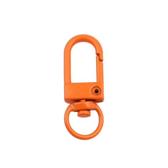 Picture of Zinc Based Alloy Keychain & Keyring Orange Oval Painting 3.3cm x 1.2cm, 10 PCs