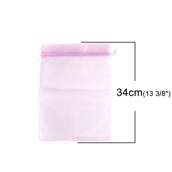 Picture of Wedding Gift Organza Drawstring Bags Rectangle Mauve (Usable Space: 30x24cm) 34cm x 24cm, 10 PCs