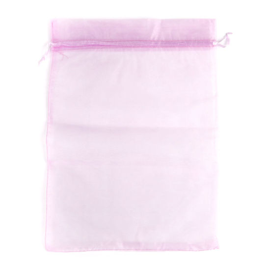 Picture of Wedding Gift Organza Drawstring Bags Rectangle Mauve (Usable Space: 30x24cm) 34cm x 24cm, 10 PCs