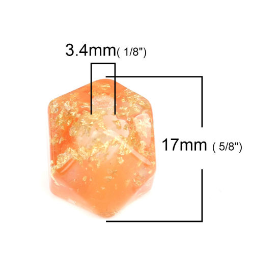 Bild von Harz Abstandshalter Perlen Polygon Orangerot Folie 17mm x 16mm, Loch: 3.4mm, 10 Stück