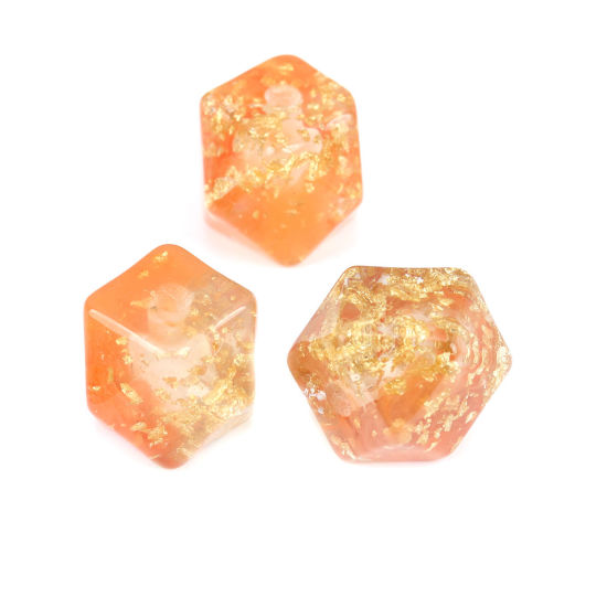 Bild von Harz Abstandshalter Perlen Polygon Orangerot Folie 17mm x 16mm, Loch: 3.4mm, 10 Stück