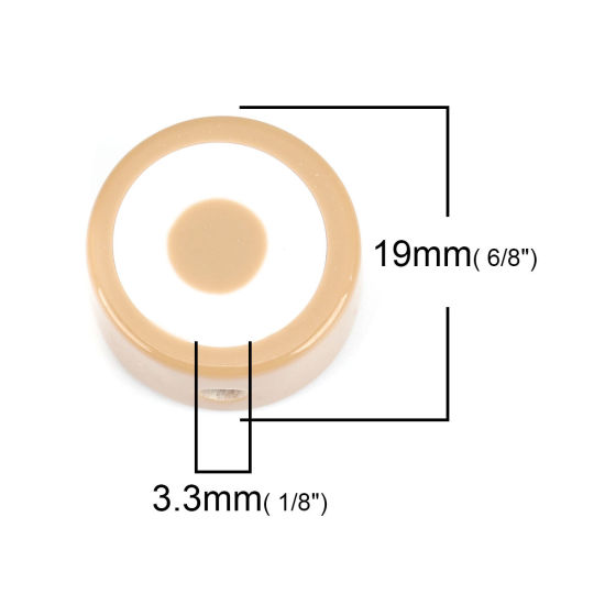 Bild von Harz Abstandshalter Perlen Flachrund Kaffeebraun 19mm D., Loch: 3.3mm, 5 Stück