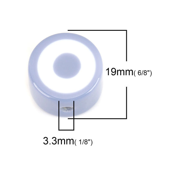 Bild von Harz Abstandshalter Perlen Flachrund Blau 19mm D., Loch: 3.3mm, 5 Stück